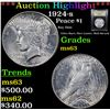 Image 1 : ***Auction Highlight*** 1924-s Peace Dollar $1 Graded Select Unc By USCG (fc)
