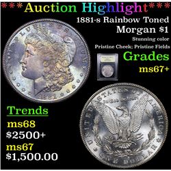 ***Auction Highlight*** 1881-s Rainbow Toned Morgan Dollar $1 Graded Gem++ Unc By USCG (fc)