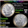 Image 1 : ***Auction Highlight*** 1880-p Rainbow Toned Morgan Dollar $1 Graded GEM Unc By USCG (fc)