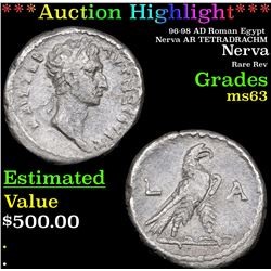***Auction Highlight*** 96-98 AD Roman Egypt Nerva AR TETRADRACHM Grades xf (fc)
