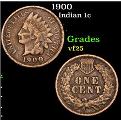 1900 Indian Cent 1c Grades vf+