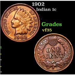 1902 Indian Cent 1c Grades vf++