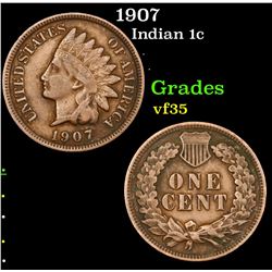 1907 Indian Cent 1c Grades vf++