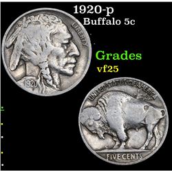 1920-p Buffalo Nickel 5c Grades vf+