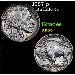 1937-p Buffalo Nickel 5c Grades Choice AU