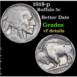 1918-p Buffalo Nickel 5c Grades vf details