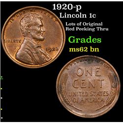 1920-p Lincoln Cent 1c Grades Select Unc BN