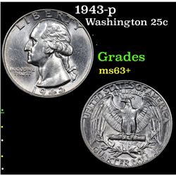 1943-p Washington Quarter 25c Grades Select+ Unc