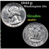 Image 1 : 1943-p Washington Quarter 25c Grades Select+ Unc