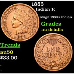1883 Indian Cent 1c Grades AU Details