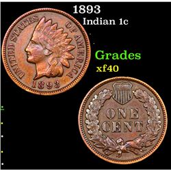 1893 Indian Cent 1c Grades xf