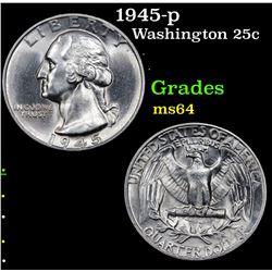 1945-p Washington Quarter 25c Grades Choice Unc