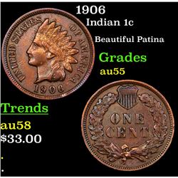 1906 Indian Cent 1c Grades Choice AU