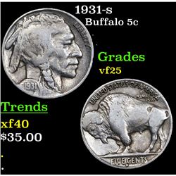 1931-s Buffalo Nickel 5c Grades vf+