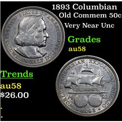1893 Columbian Old Commem Half Dollar 50c Grades Choice AU/BU Slider