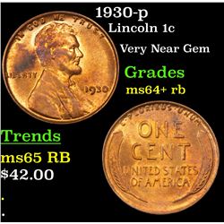 1930-p Lincoln Cent 1c Grades Choice+ Unc RB