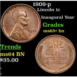 1909-p Lincoln Cent 1c Grades Select+ Unc BN