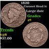 Image 1 : 1820 Coronet Head Large Cent 1c Grades g+