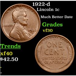 1922-d Lincoln Cent 1c Grades vf++