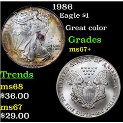 1986 Silver Eagle Dollar $1 Grades Gem++ Unc