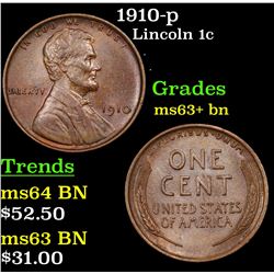 1910-p Lincoln Cent 1c Grades Select+ Unc BN