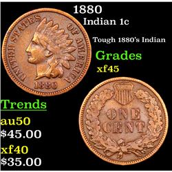 1880 Indian Cent 1c Grades xf+