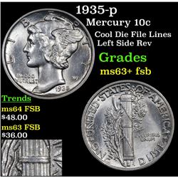 1935-p Mercury Dime 10c Grades Select Unc+ FSB