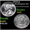 Image 1 : 1942-p Washington Quarter 25c Grades GEM Unc