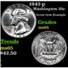 Image 1 : 1942-p Washington Quarter 25c Grades GEM Unc