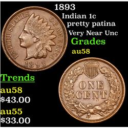 1893 Indian Cent 1c Grades Choice AU/BU Slider