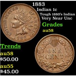 1883 Indian Cent 1c Grades Choice AU/BU Slider