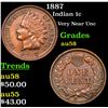 Image 1 : 1887 Indian Cent 1c Grades Choice AU/BU Slider