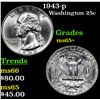 Image 1 : 1943-p Washington Quarter 25c Grades GEM+ Unc