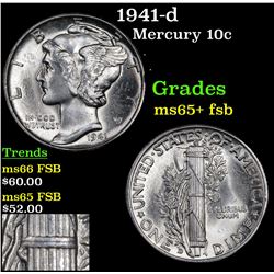 1941-d Mercury Dime 10c Grades GEM+ FSB