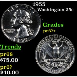 1955 Washington Quarter 25c Grades GEM++ Proof