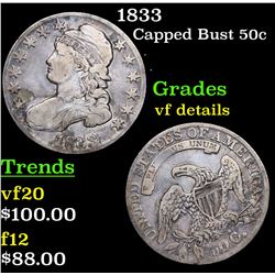 1833 Capped Bust Half Dollar 50c Grades vf details