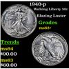 Image 1 : 1940-p Walking Liberty Half Dollar 50c Grades Select+ Unc