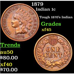 1879 Indian Cent 1c Grades xf+
