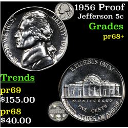 1956 Proof Jefferson Nickel 5c Grades GEM++ Proof