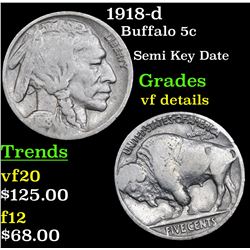 1918-d Buffalo Nickel 5c Grades vf details