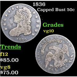 1836 Capped Bust Half Dollar 50c Grades vg+