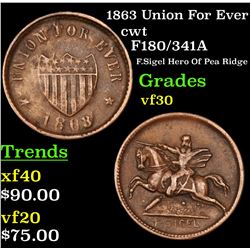 1863 Union For Ever Civil War Token 1c Grades vf++