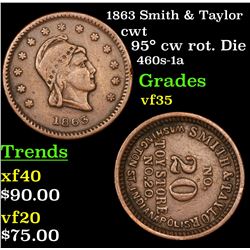 1863 Smith & Taylor Civil War Token 1c Grades vf++
