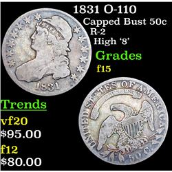 1831 O-110 Capped Bust Half Dollar 50c Grades f+