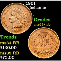 1901 Indian Cent 1c Grades Select+ Unc RB