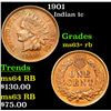 Image 1 : 1901 Indian Cent 1c Grades Select+ Unc RB