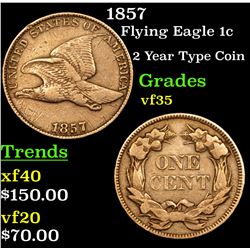 1857 Flying Eagle Cent 1c Grades vf++