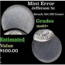 Mint Error Jefferson Nickel 5c Grades Select+ Unc