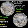 Image 1 : 1913-p Ty I Buffalo Nickel 5c Grades Choice+ Unc