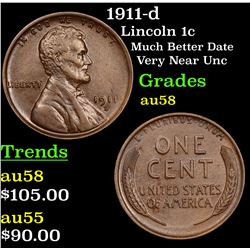 1911-d Lincoln Cent 1c Grades Choice AU/BU Slider
